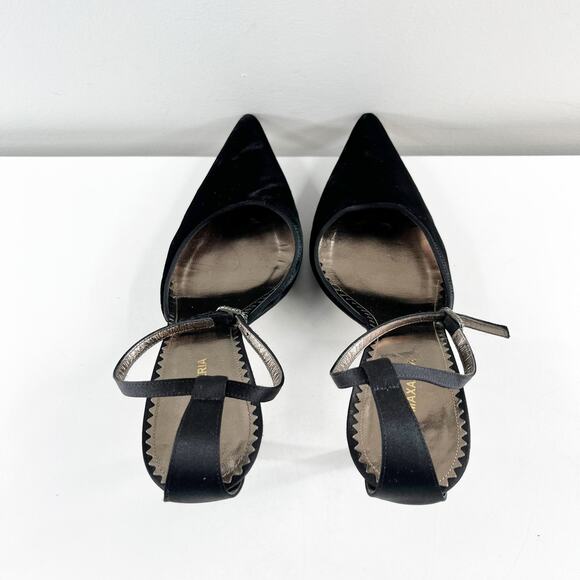 BCBGMaxAzria Suede Ankle Strap Pointed Toe Pump Heels Black 8.5 - Picture 4 of 9